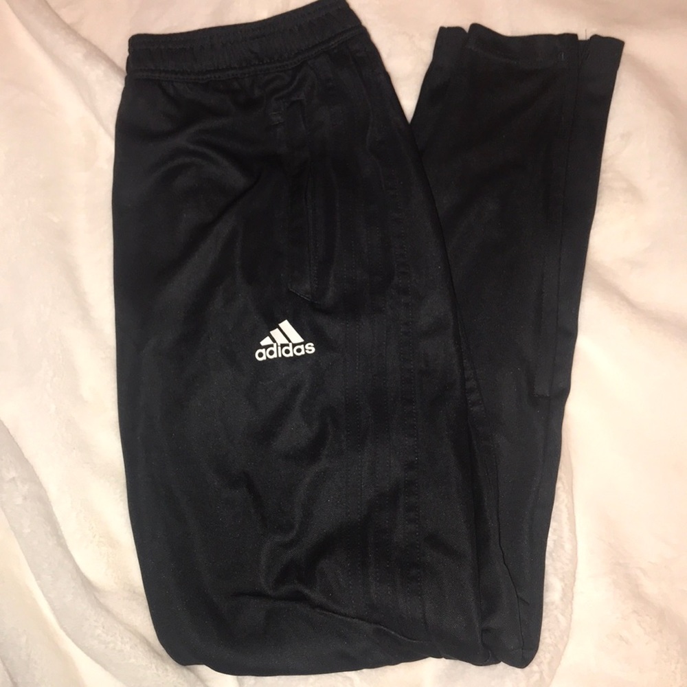 Adidas Track Joggers Zippered Ankles Slit Pockets
